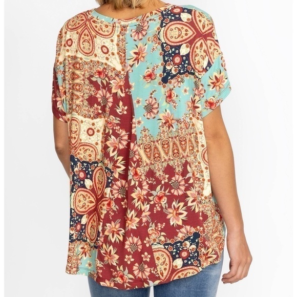 Johnny Was Thena Box Pleat Swing Tee Multi Color Size L - Picture 5 of 13